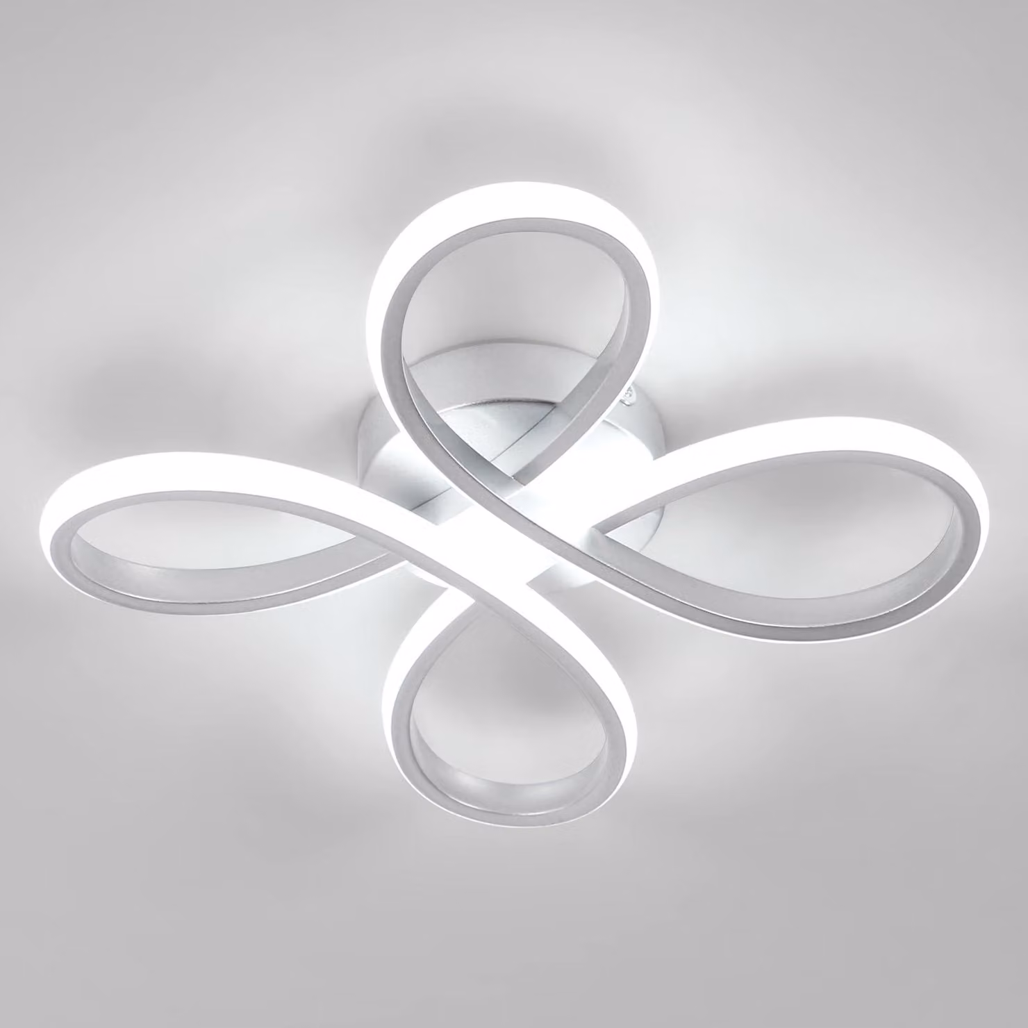 Lampada da soffitto a LED, 30W, 3500 lumen, design a fiori, colore argento, temperatura di colore 6500K
