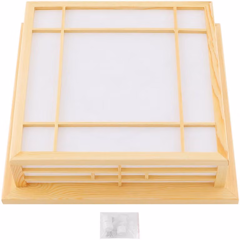 Lampada a soffitto - Plafoniera LED in legno, stile giapponese - Luce calda