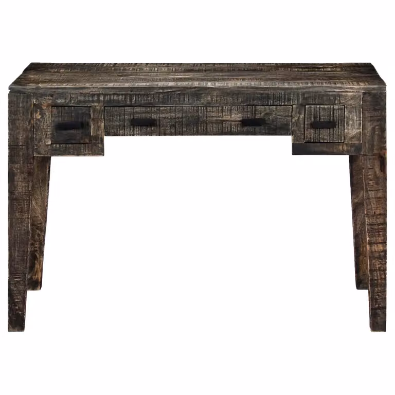 Scrivania nera in legno massello di mango stile vintage vidaXL L: 110 cm, P: 50 cm, H: 75 cm