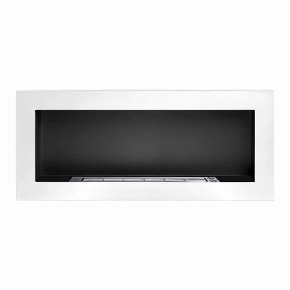 Camino a bioetanolo da parete o incasso Divina Fire Lucca Bianco L 90 x P 12 x H 40 cm – 2
