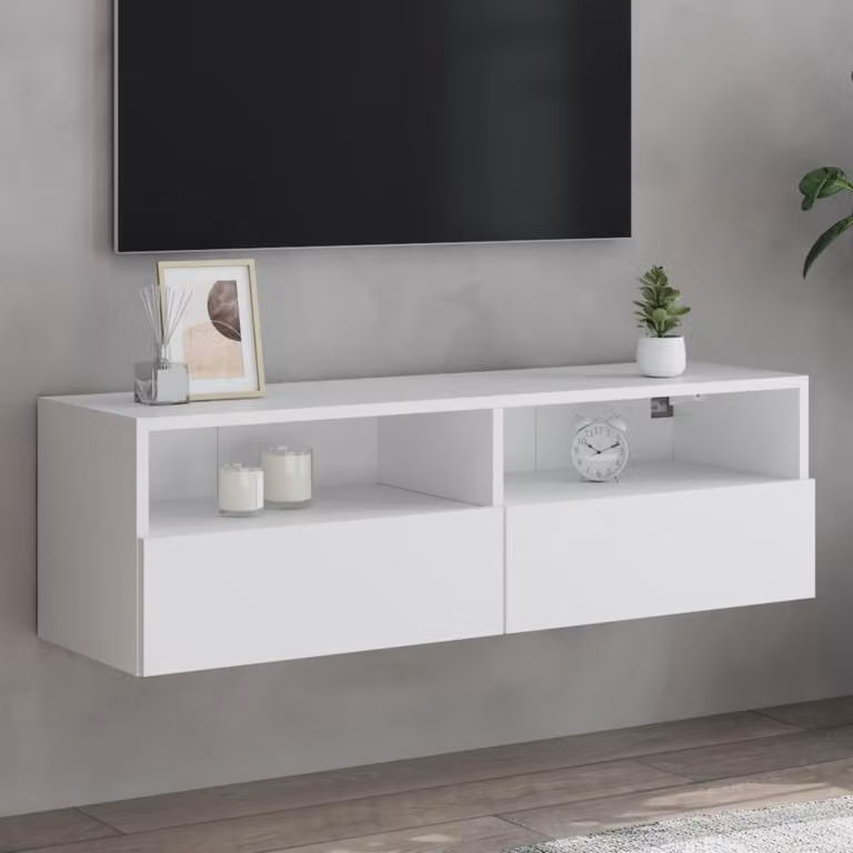 Mobile TV da parete vidaXL Bianco in Legno Multistrato e MDF L/P/H: 100 x 30 x 30 cm