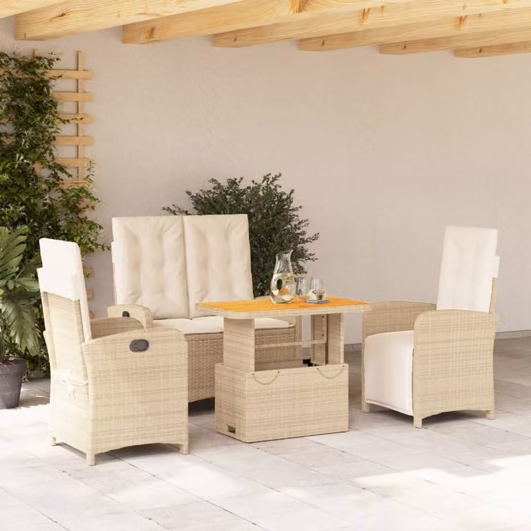 Maison Exclusive - Set da pranzo da giardino 4 pezzi con cuscini in polyrattan beige