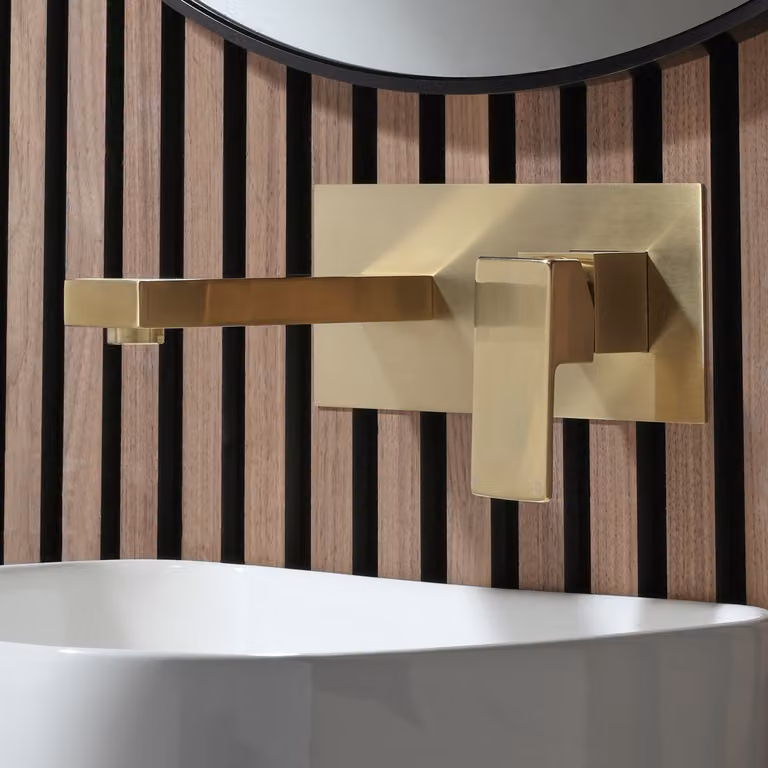 Miscelatore Moderno a Parete per Lavabo - Oro Satinato