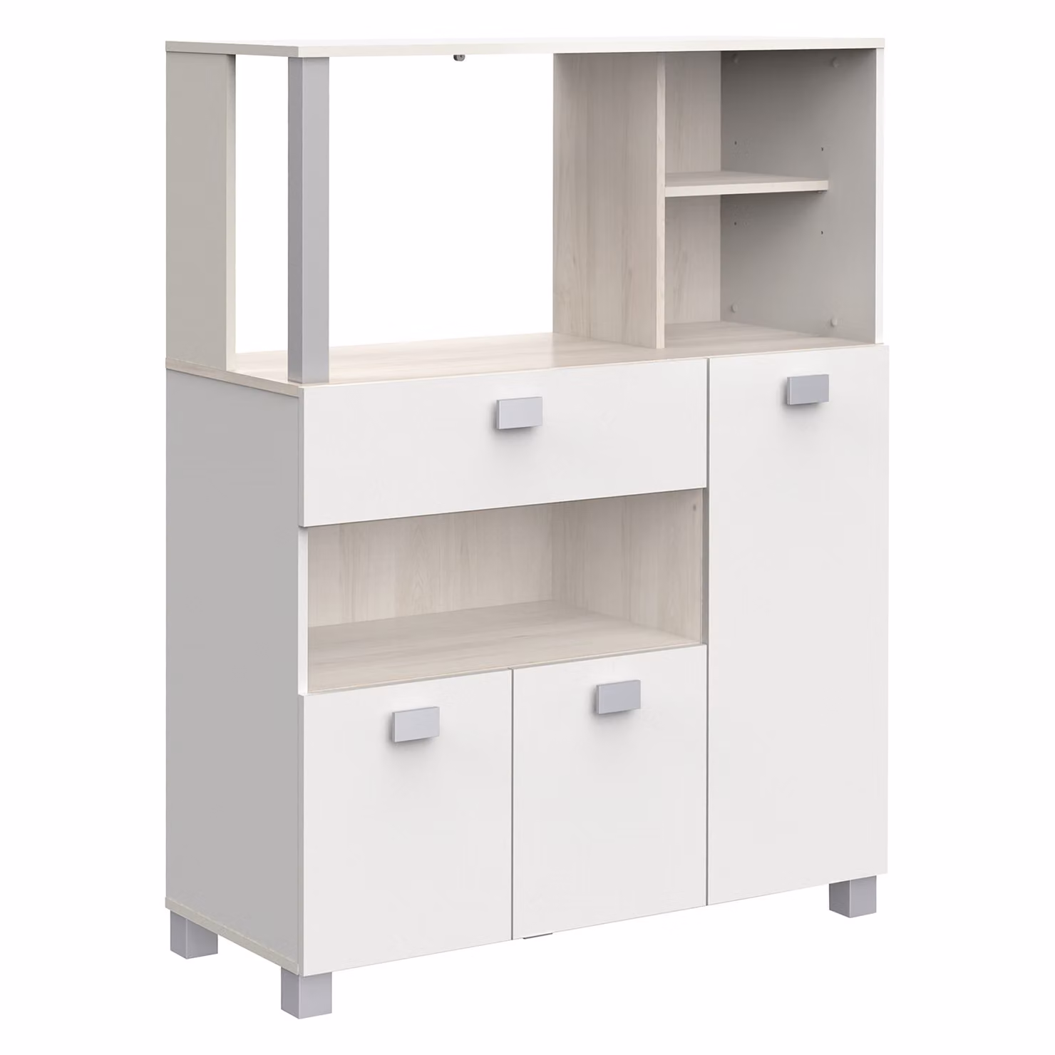 Armadio per microonde BASILIC acacia/bianco