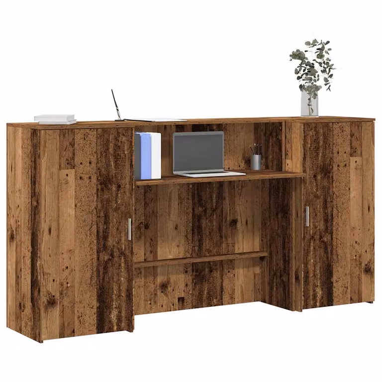 vidaXL Banco Reception in Legno Vecchio Marrone L: 200 cm, P: 50 cm, H: 103,5 cm