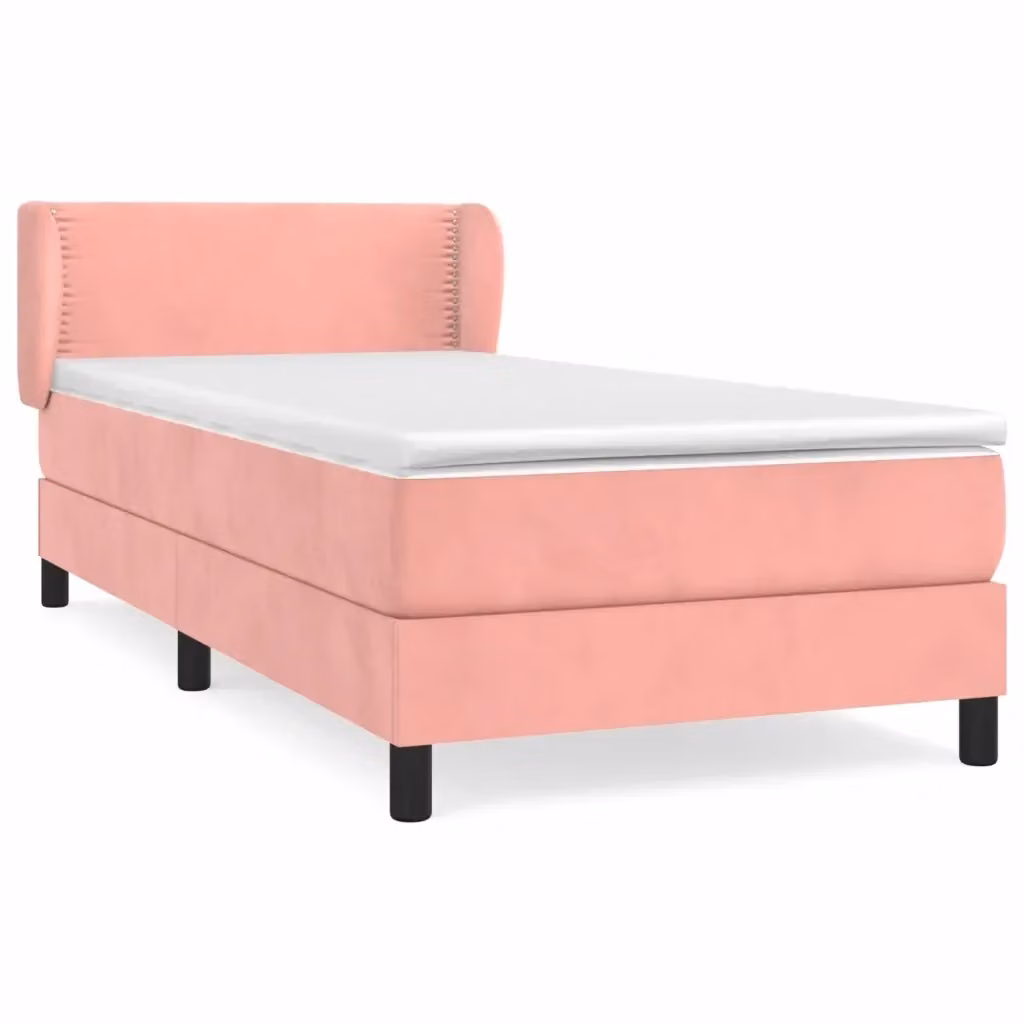 Letto con Giroletto a Molle e Materasso Ibrido vidaXL in Velluto Rosa e Bianco L/P/H: 200 x 100 x 88 cm – 2
