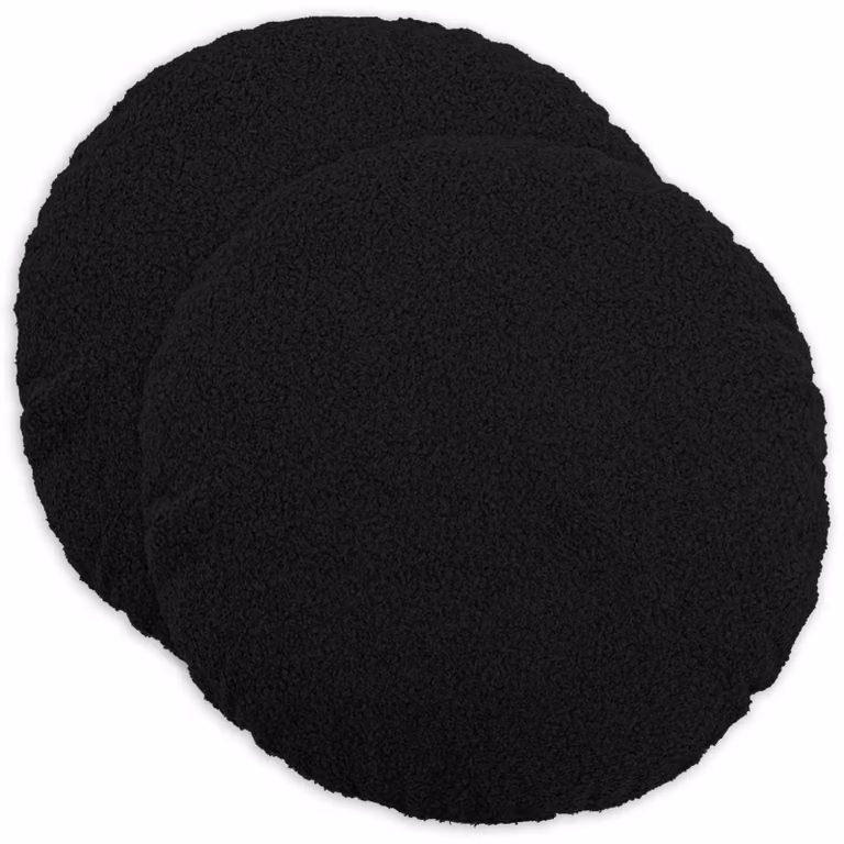 Set di 2 federe rotonde vidaXL HEERLEN in tessuto bouclé nero, Ø 60 cm