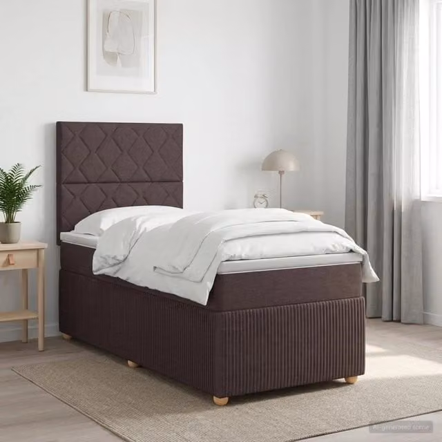 Letto box spring con materasso Marrone Scuro 80 x 200 cm 3454273