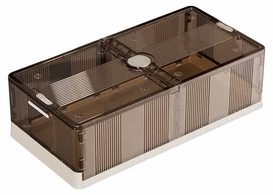 Contenitore portaoggetti da mettere sotto il letto, design impilabile, con rotelle per un facile accesso, marrone scuro
