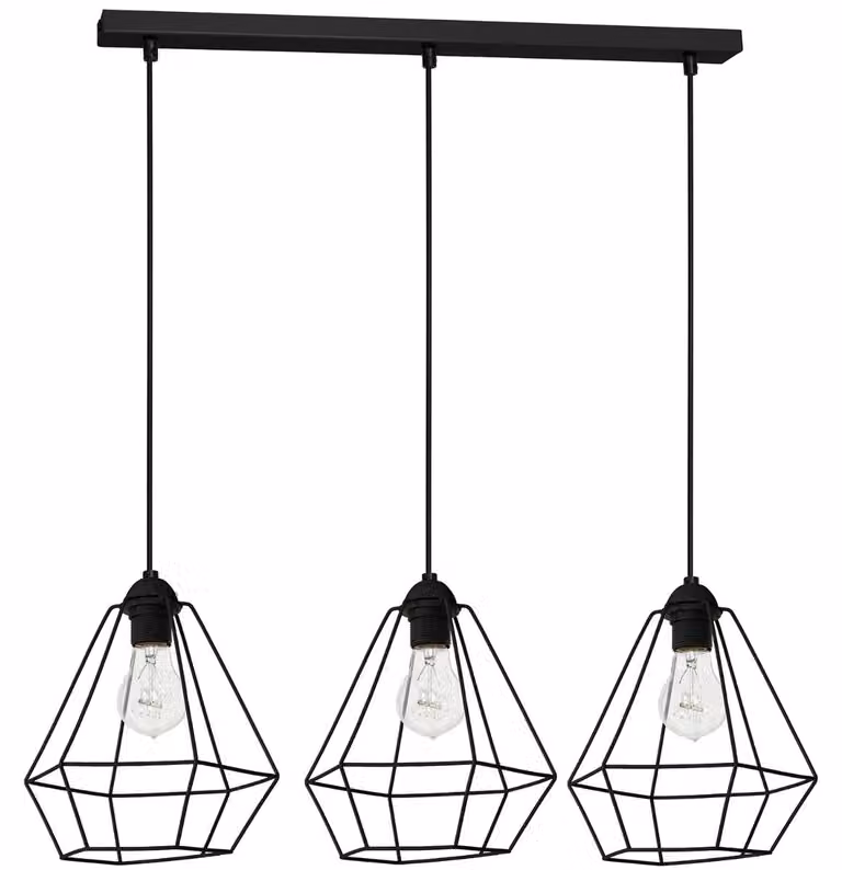 Plafoniera Lampada a sospensione Alma 3 3Xe27 Nero Lampada a soffitto