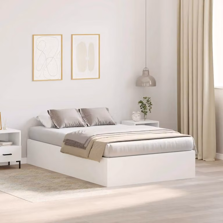 vidaXL Struttura letto con contenitore a sollevamento Bianco L 120 x P 200 cm