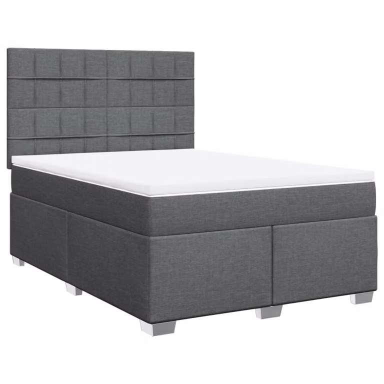 Giroletto a Molle con Materasso Grigio Scuro 140x190 cm Tessuto