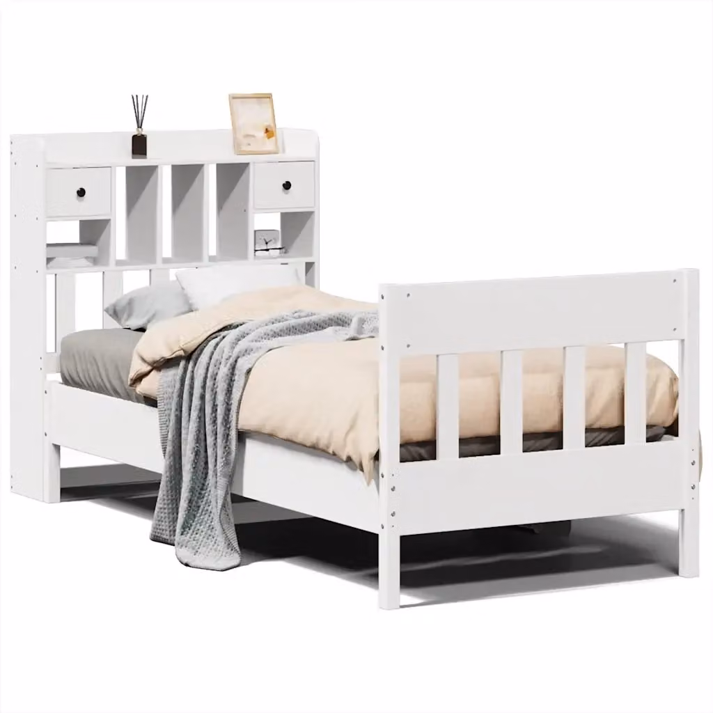 Giroletto VIDAXL in legno massello di pino bianco con doghe piatte, L 190 x P 75 x H 33 cm – 2