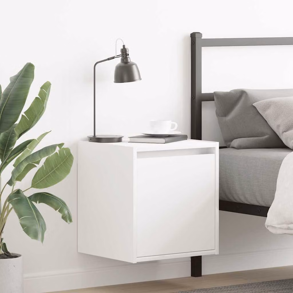 Comodino a muro moderno vidaXL Bianco L: 38 cm, P: 34 cm, H: 40 cm
