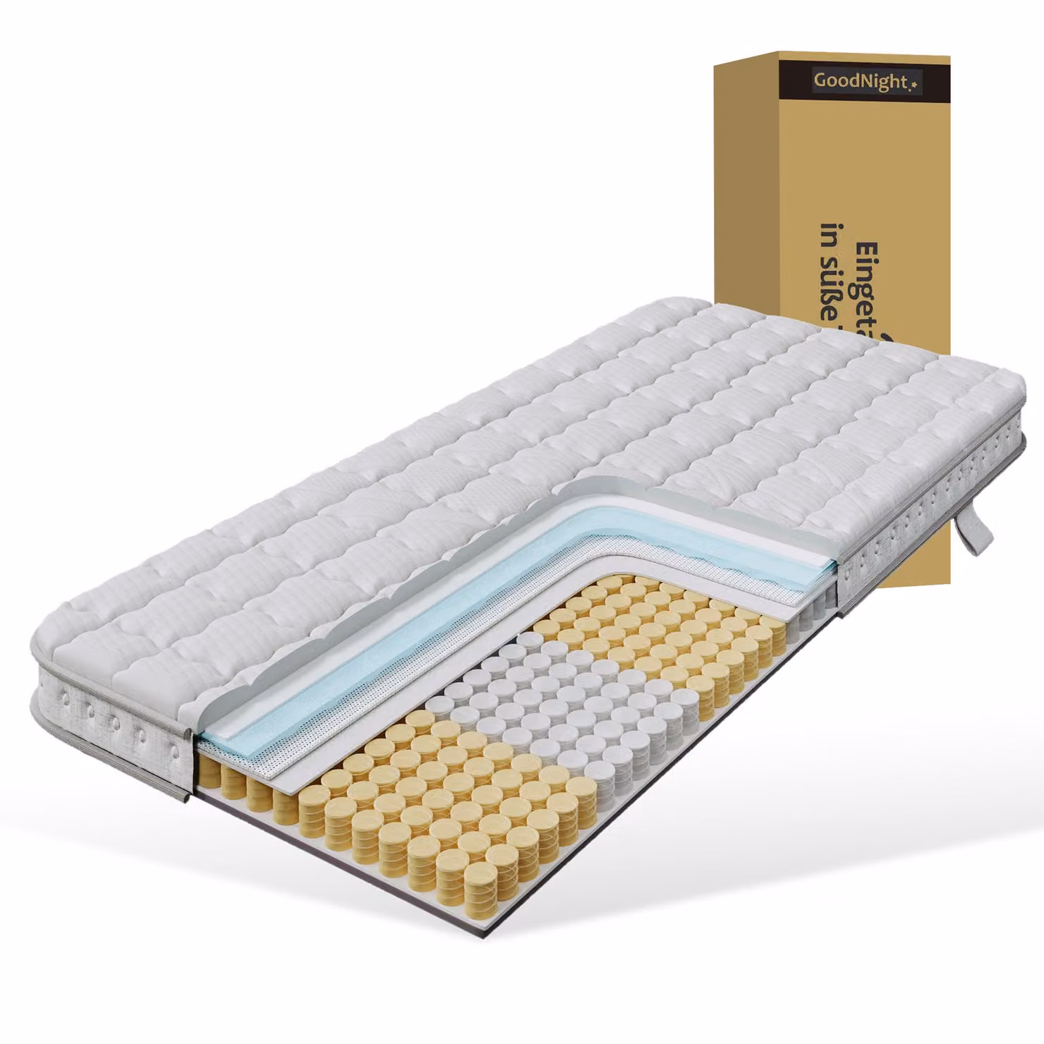 Materasso a molle insacchettate a 7 zone, Merax, 90x200 cm, livello di comfort H3; materasso in schiuma fredda ortopedica, 10 cm, traspirante e adatto alle persone con allergie, OEKO-TEX