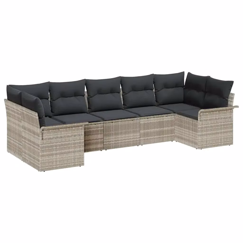 Set Divano da Giardino vidaXL 7 pz in Polyrattan Grigio con Cuscini e Struttura in Metallo – 2