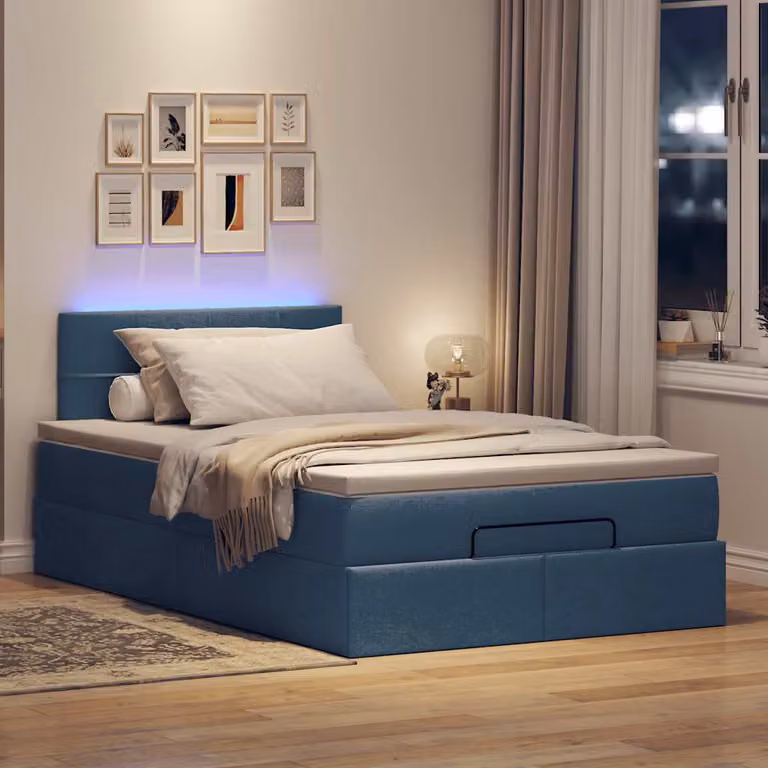 Maison Exclusive - Pouf Letto con Materasso e LED Blu 120x190cm in Tessuto