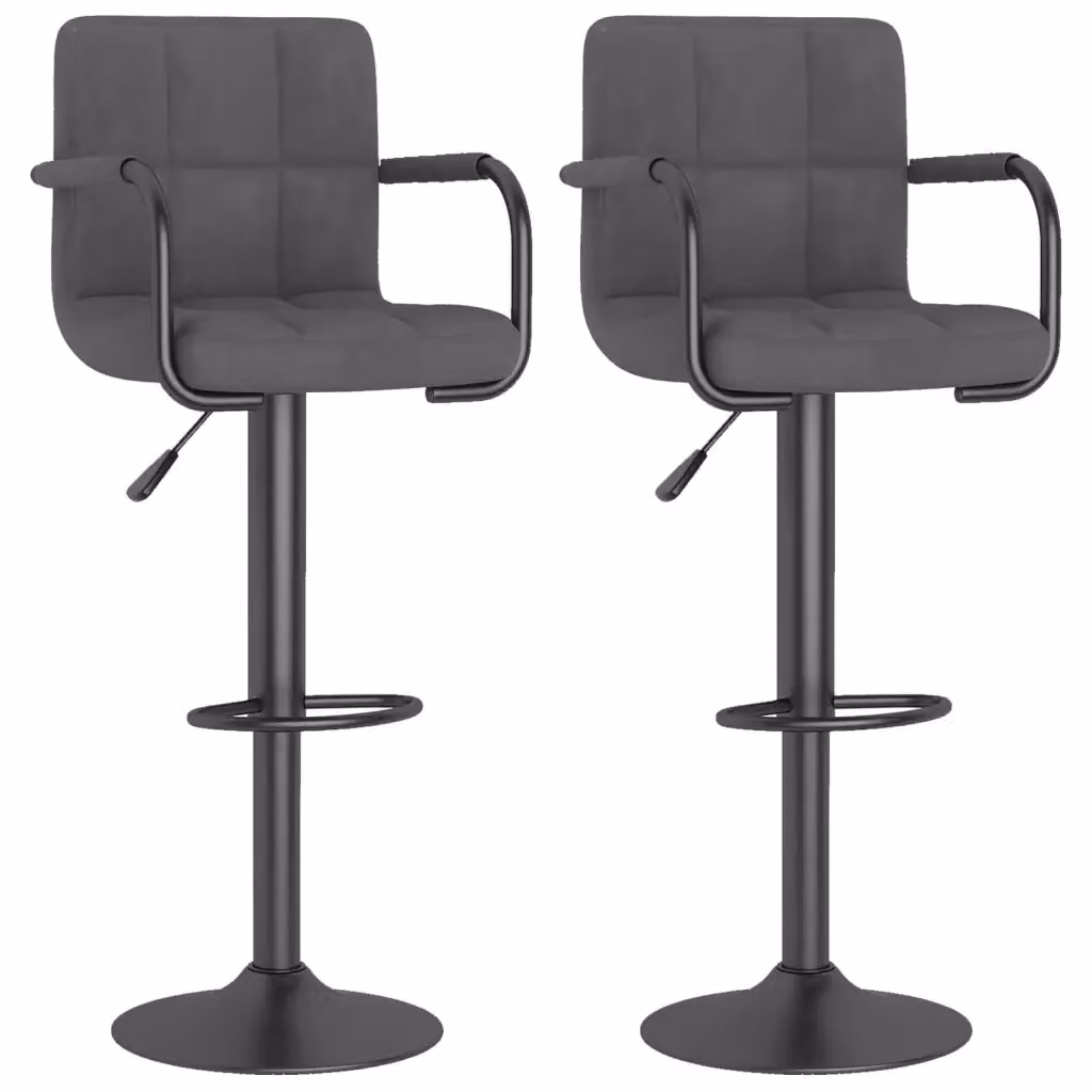 Set di 2 sgabelli da bar vidaXL in velluto grigio scuro con base girevole a 360 gradi – 2