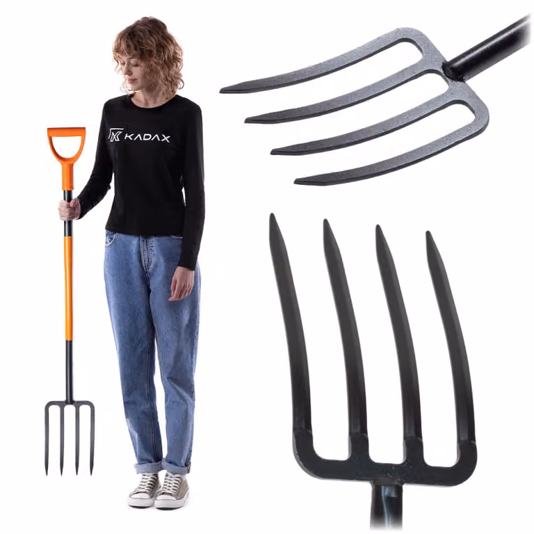 Forca KADAX "Loten", forca da giardino ergonomica a 4 punte, 122 cm