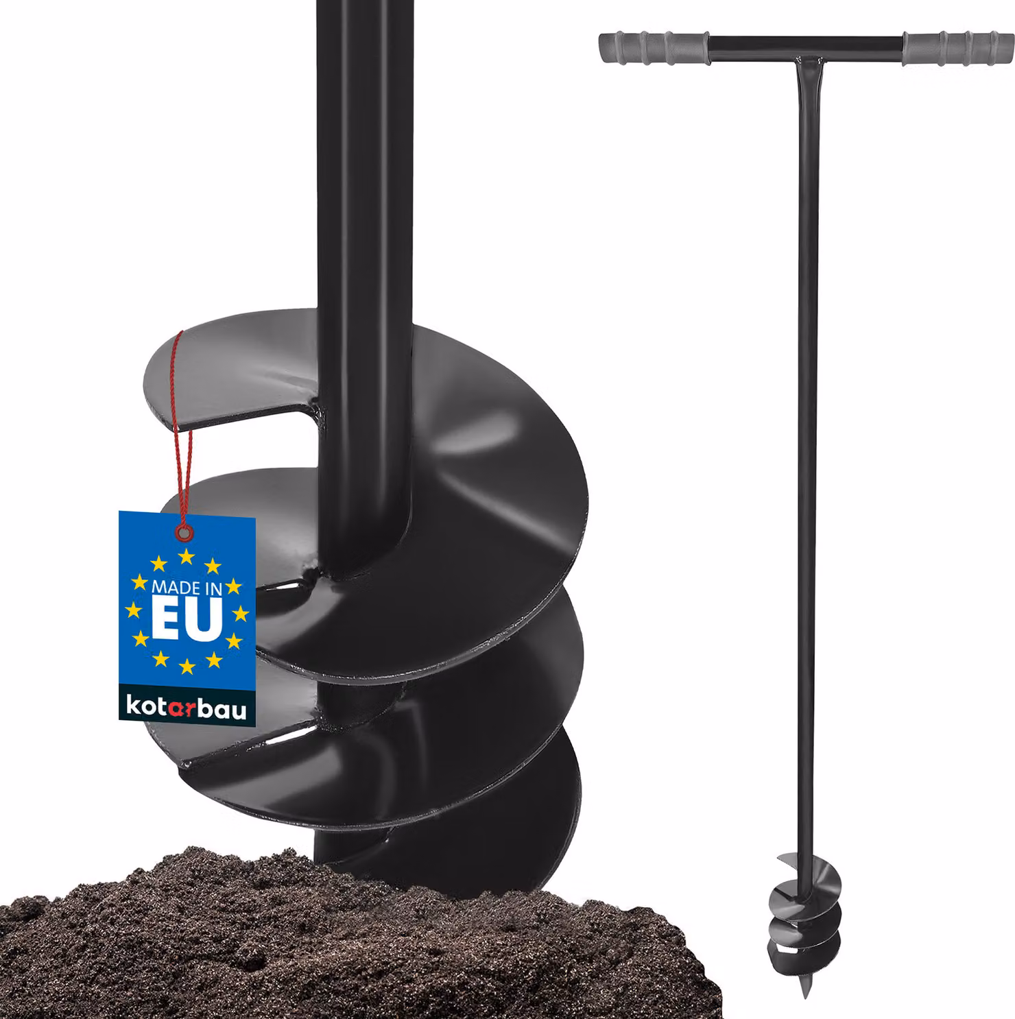KOTARBAU® Trivella per Terreno ⌀ 110mm Metallo 115 cm Nero Trivella Manuale per Pali e Alberi con Manico a T Punta Elicoidale per Terreno