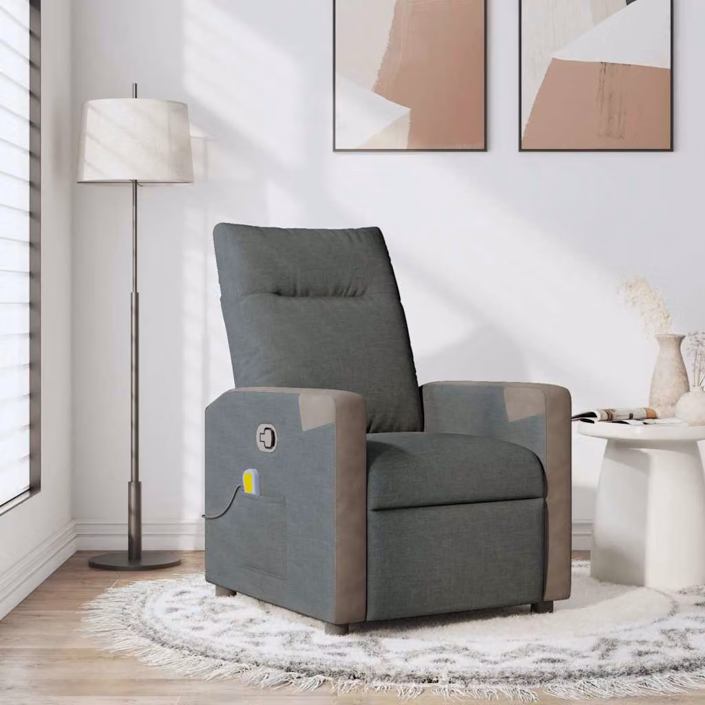 vidaXL Poltrona Relax Reclinabile Moderna in Tessuto Grigio con Braccioli