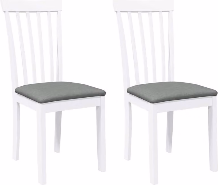 Sedie da Pranzo con Cuscini 2 pz Bianco Legno Massello di Hevea
