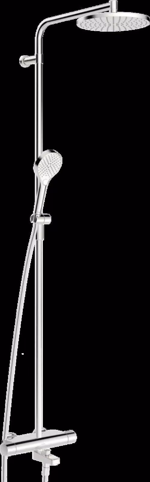 HANSA HANSAVIVA Mitigeur de douche à effet pluie, avec bec, saillie 126mm, Thermo Cool, MagShelf, avec thermostat, chromé, 65162201, 65162201