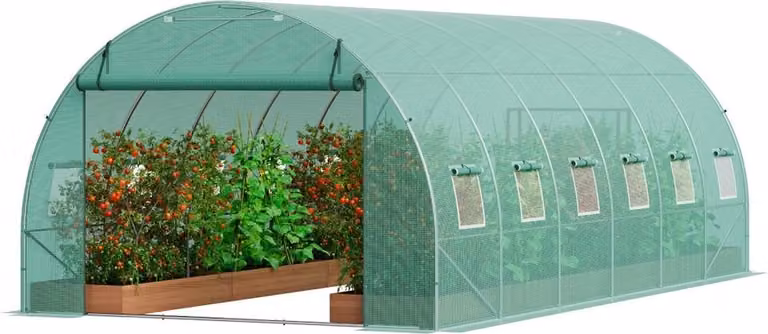 Serra Tunnel 590x295x198 cm - stabile struttura fredda walk-in con copertura ventilata in PE - ideale per il giardinaggio e la coltivazione di piante