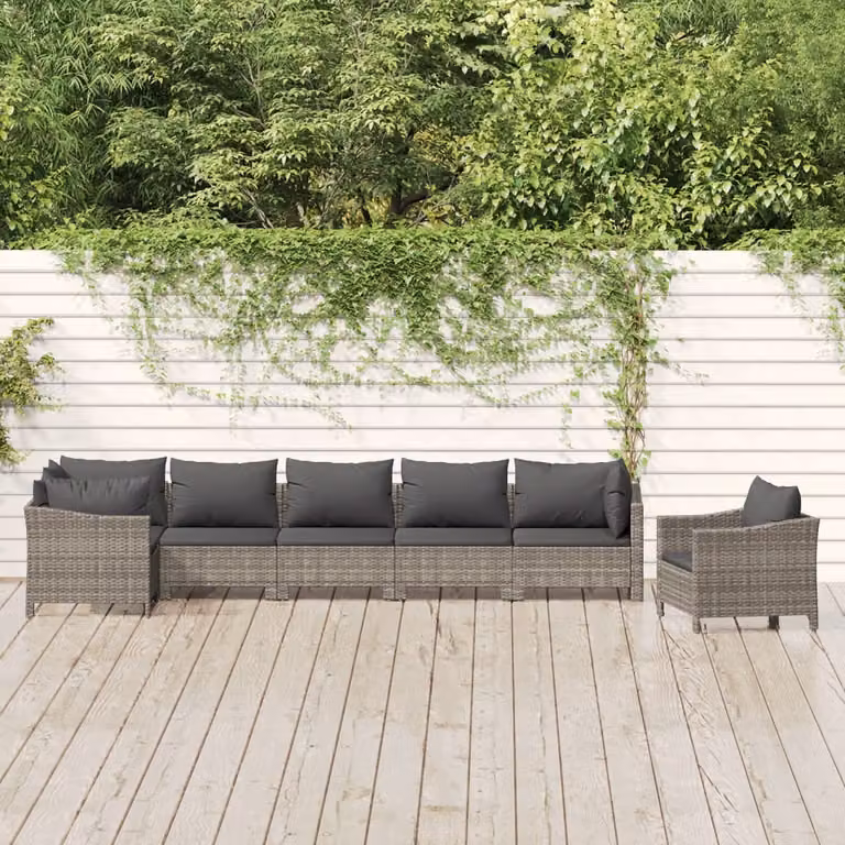 Maison Exclusive - Set Divani da Giardino 7 pz con Cuscini in Polyrattan Grigio