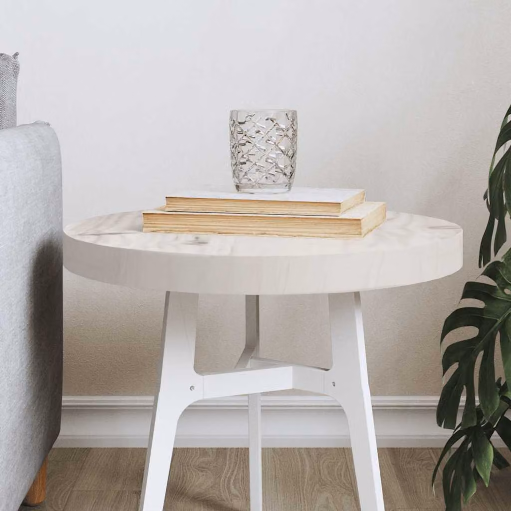 vidaXL Tavolo Rotondo Moderno in Legno Massello di Pino Bianco, Diametro: 40 cm, Altezza: 3 cm