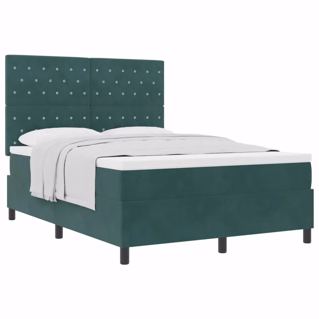 Letto a molle con materasso in velluto verde vidaXL L/P: 140 x 200 cm – 2