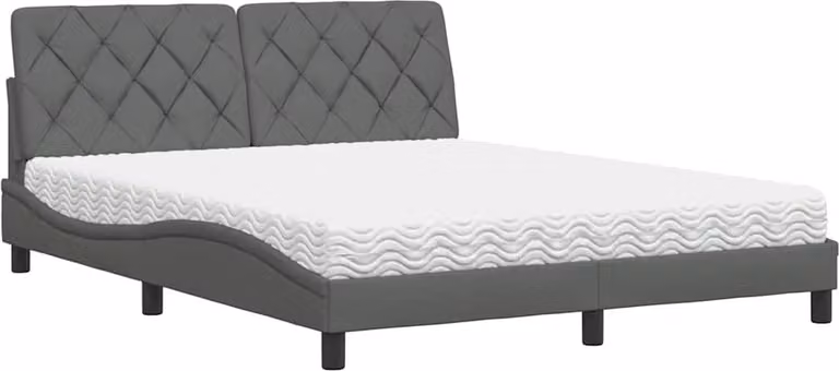 Letto con Materasso Grigio Scuro 160x200 cm Tessuto