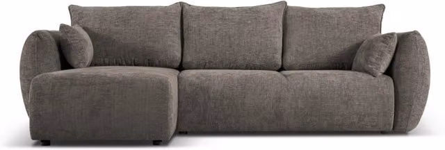 Divano convertibile angolare sinistro Matera di Cosmopolitan Design, 4 posti con contenitore in ciniglia grigio, L 253 x P 123 x H 86 cm