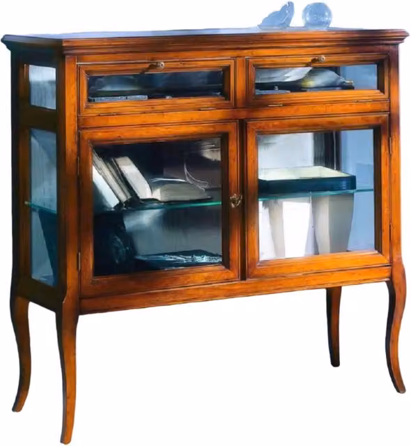 Vetrina classica in legno con 2 porte e 2 ribalte finitura bassano Mobili 2G L: 100 cm, P: 38 cm, H: 95 cm – 5