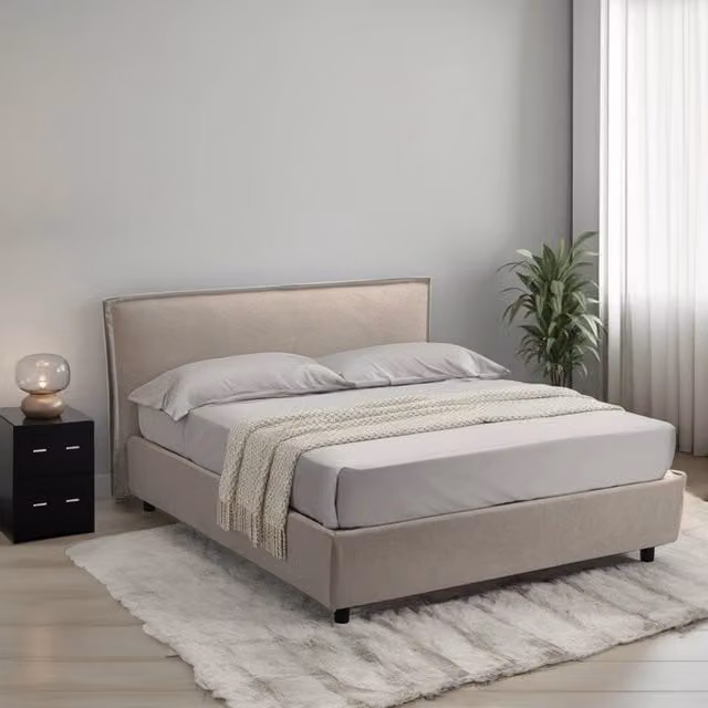 Letto Matrimoniale Bubbio DMORA con Contenitore e Rivestimento Sfoderabile Grigio, L/P: 160 x 200 cm – 1
