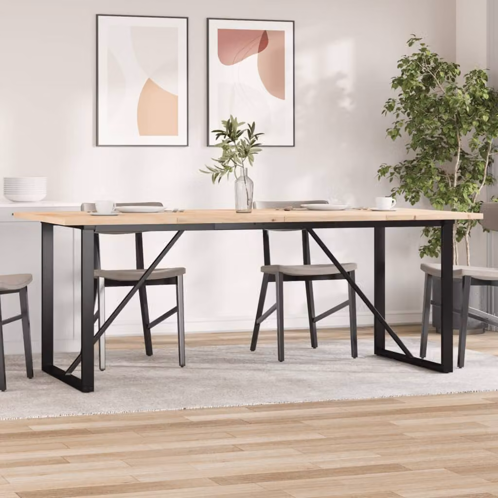 vidaXL Tavolo da Pranzo Rettangolare in Legno di Pino e Acciaio, Stile Rustico, Marrone, L: 200 cm, P: 100 cm, H: 75,5 cm