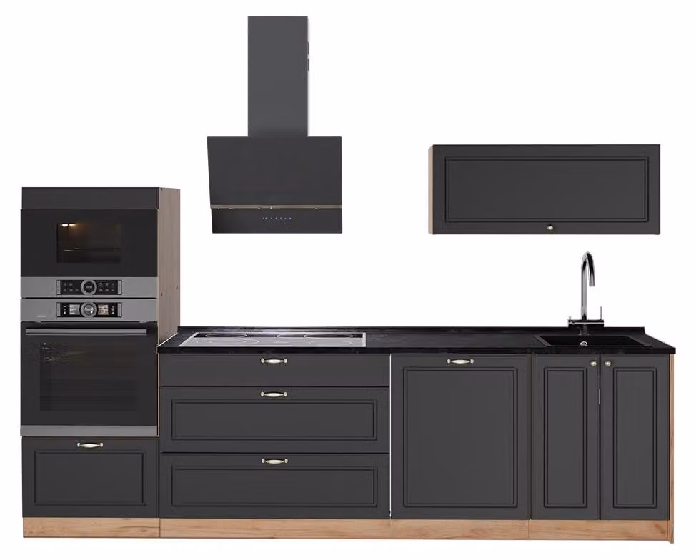 Cucina componibile Vicco Fame-Line Oro-antracite rustico/Rovere dorato 280 cm, PL Antracite, Model 64681