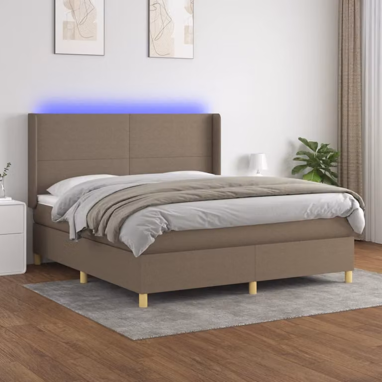Letto Ibrido con Materasso e Illuminazione LED vidaXL in Tessuto Tortora L/P: 180 x 200 cm