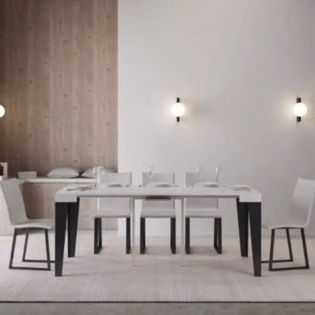 Consolle allungabile 90x40/196 cm Flame Small bianco frassino gambe antracite