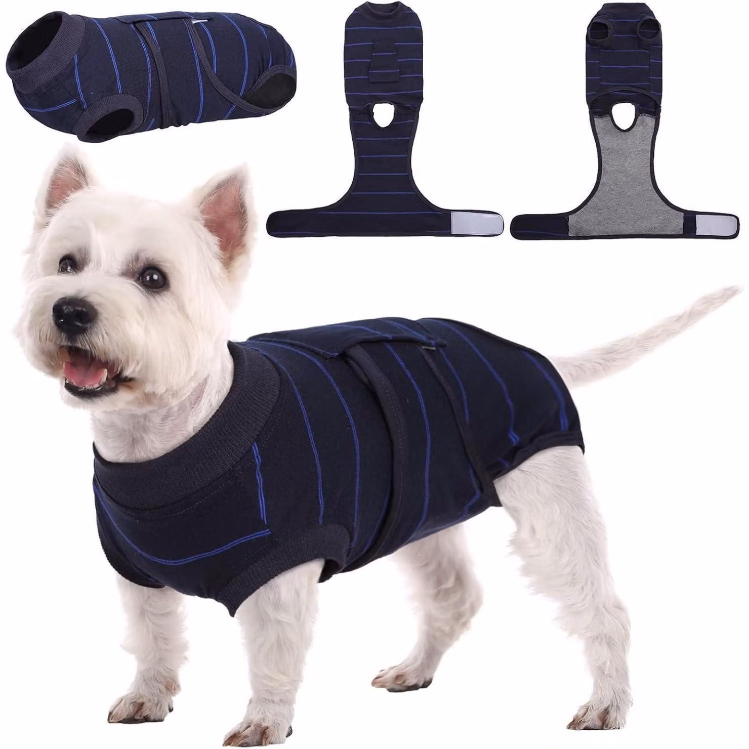 Body per cani post-operatorio, colore blu reale, taglia S, traspirante ed elastico