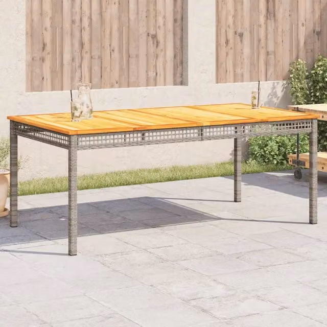 Tavolo da giardino rettangolare estensibile vidaXL in polyrattan e legno di acacia, grigio e marrone, L: 180 cm, P: 90 cm, H: 75 cm – 1