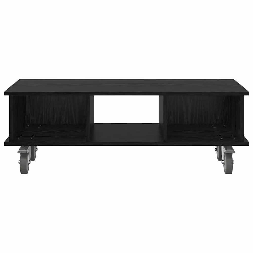 Mobile porta TV moderno HELLOSHOP26 in legno composito di rovere nero con vano contenitore e ruote L/P/H: 100 x 35 x 35 cm – 2
