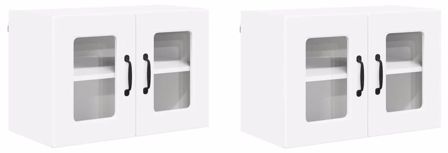 Mobile in vetro da parete PORTO 2 pcs Bianco 60 x 31 x 40 cm