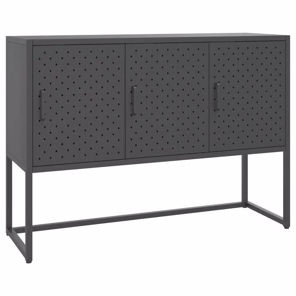 Credenza geometrica vidaXL in metallo color antracite opaco L 105 x P 35 x H 75 cm – 2