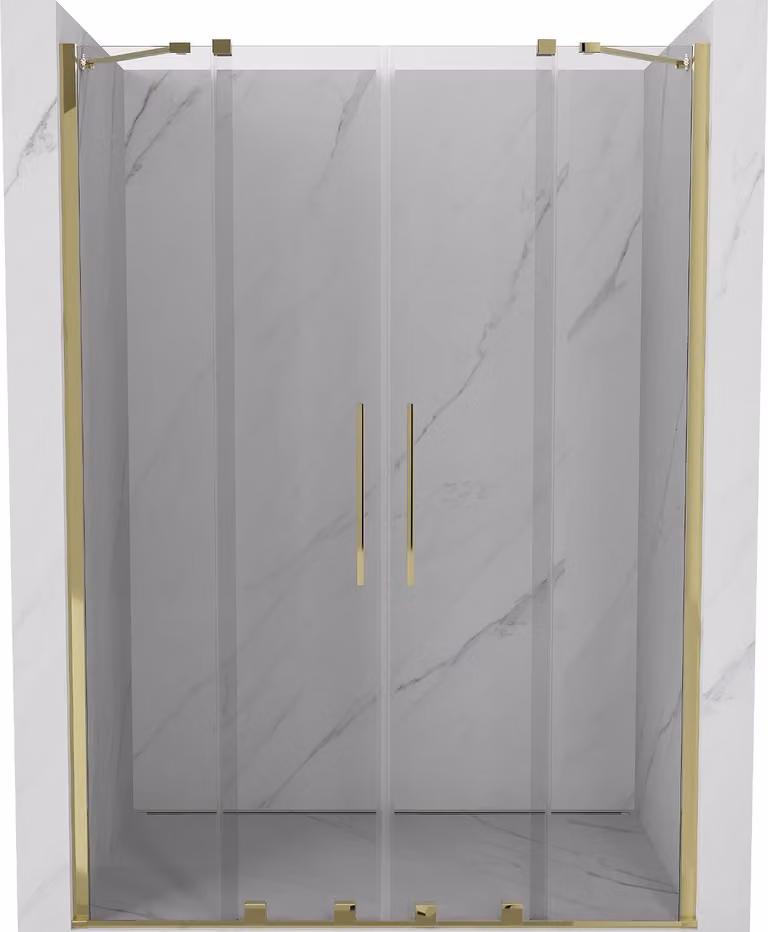 Mexen Velar Duo porte doccia scorrevoli 150 cm, trasparenti, dorate - 871-150-000-02-50