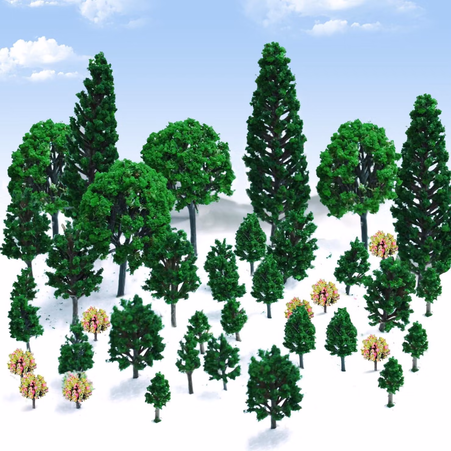 Solidchoice - Set di 38 alberi in miniatura per diorami e decorazioni