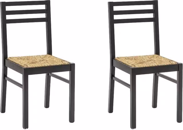 Set di 2 sedie in legno stile shabby nero Mobili 2G L: 43 cm, P: 48 cm, H: 87 cm – 4