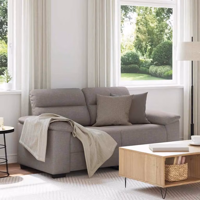 Divano a 2 posti moderno vidaXL in tessuto beige e grigio con cuscini inclusi L 160 x P 81 x H 84 cm