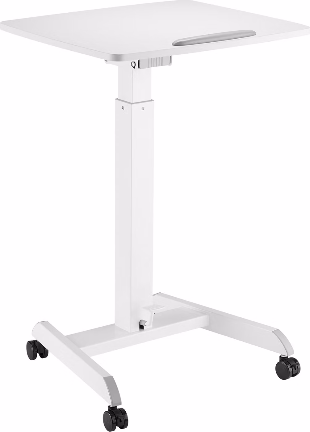 Scrivania per laptop regolabile in altezza con rotelle Scrivania da tavolo Sit-stand - Molla a gas Altezza regolabile fino a un massimo di 113 cm - Inclinazione di 30 gradi - Capacità di carico fino a 8 kg