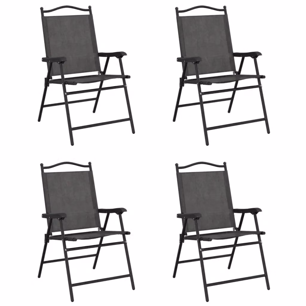 Set di 4 sedie pieghevoli vidaXL in acciaio e textilene grigio melange con braccioli per giardino e terrazzo – 2